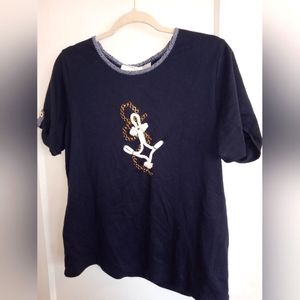 Women's Alfred Dunner Navy Blue Anchor Short Sleeve Blouse M